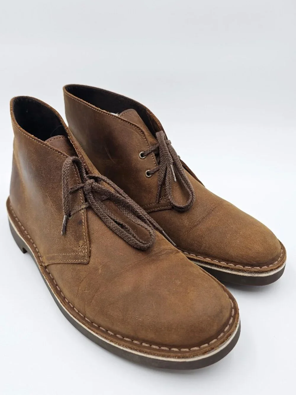 Clarks Bushacre 2 Leather Desert Brown Chukka Lace Up Boots 15522 Men's Size 8
